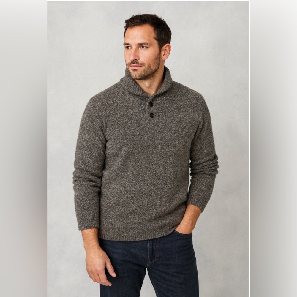 NWT- J.Crew Mens Lambswool Button Shawl Collar Pullover Sweater - Small